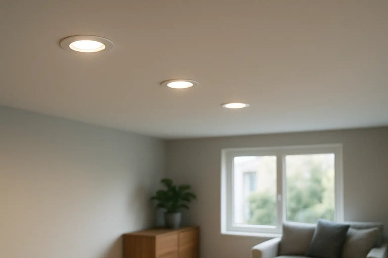 Slim LED downlights fitted in a low false ceiling