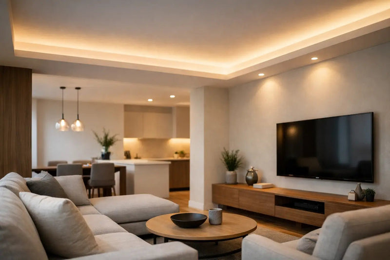 Cove lighting in a BTO flat living room