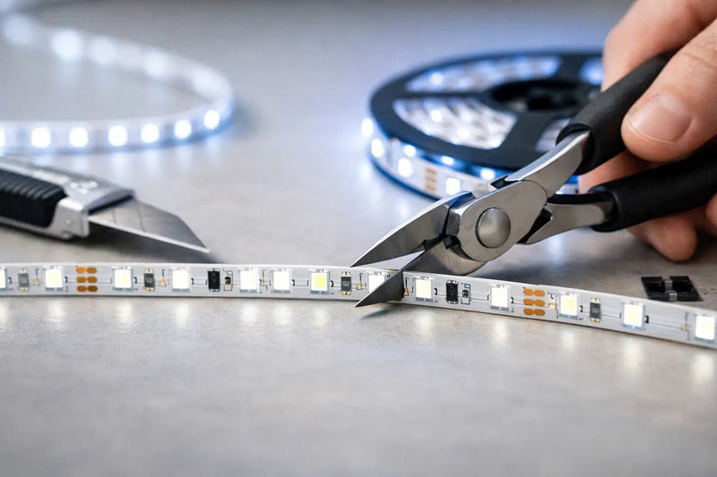 LED strip cut marks showing where a COB strip can safely be cut