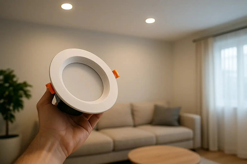 Flicker-free LED downlights in a home ceiling
