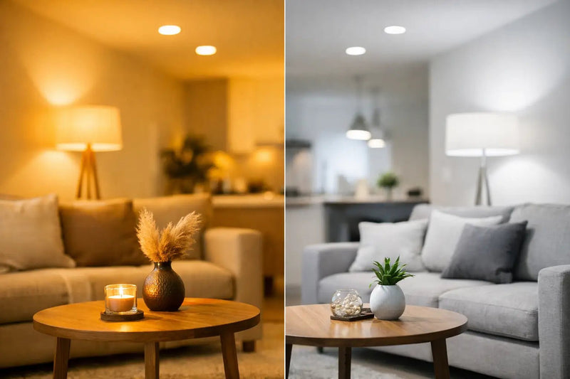 Warm white 2700K compared with neutral white 4000K lighting