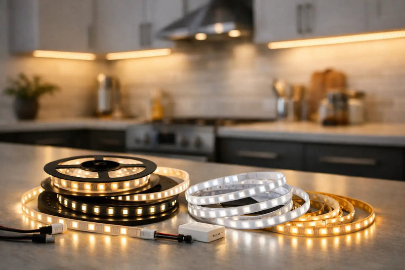 LED strip lighting under kitchen cabinets