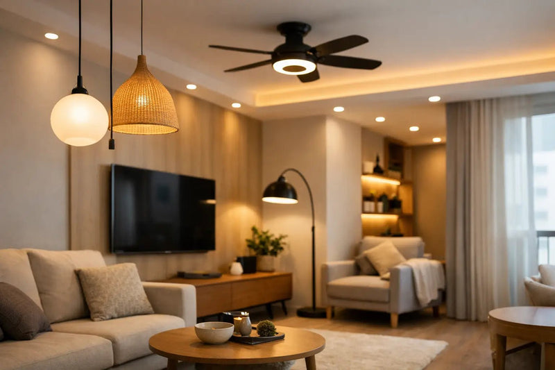 HDB living room lighting layouts with cove and track