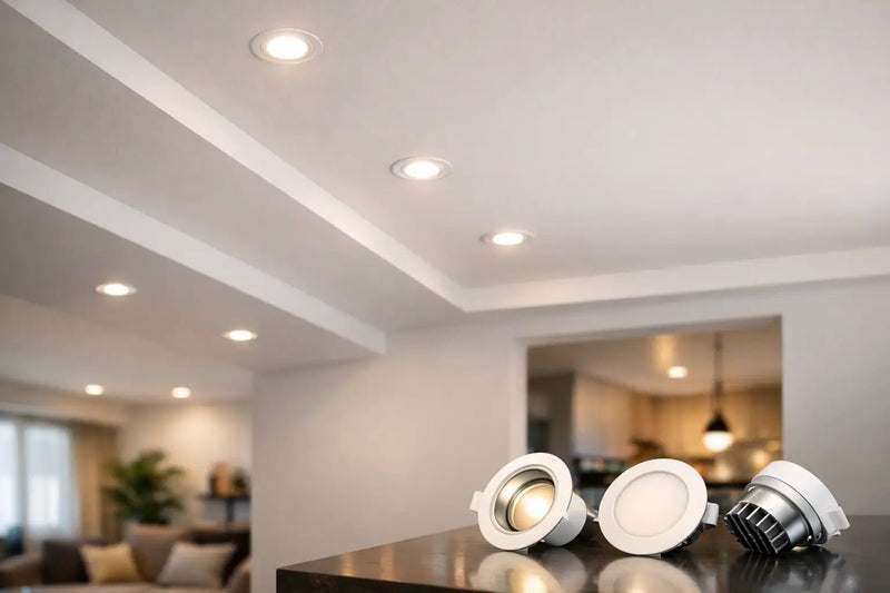 Downlights fitted into an HDB false ceiling