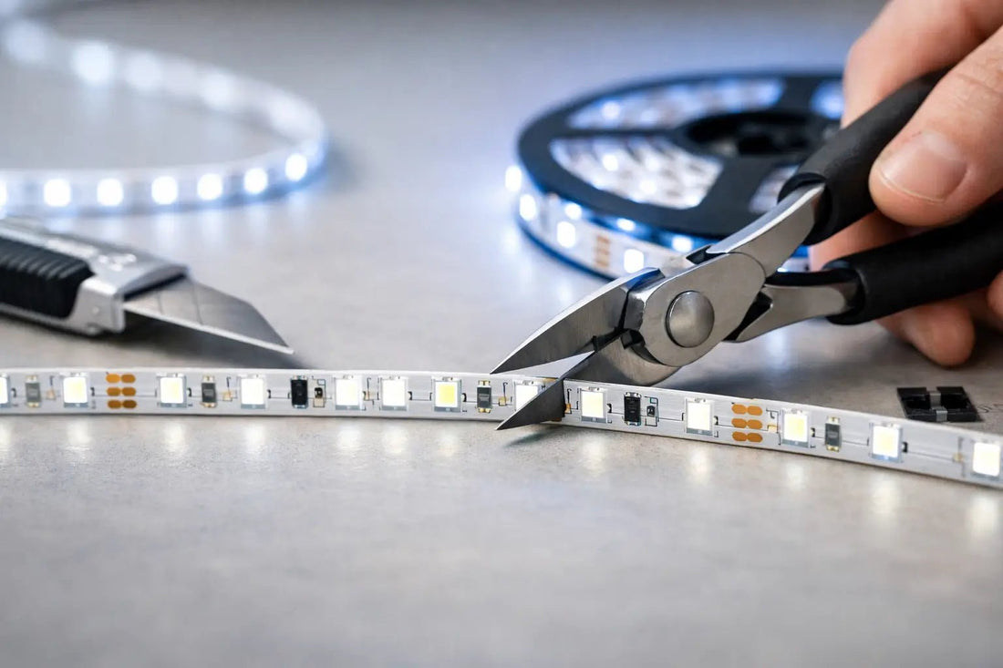 LED strip cut marks showing where a COB strip can safely be cut