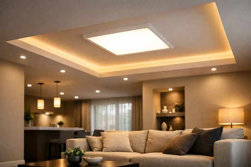 False ceiling lighting layout with cove and downlights