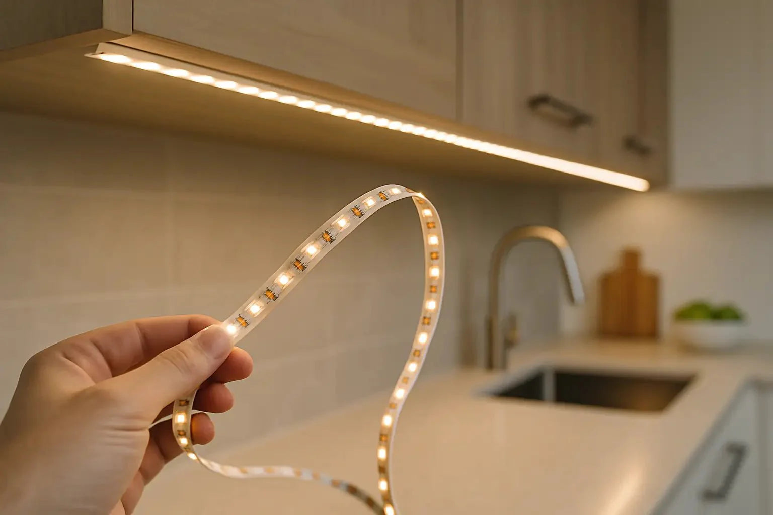 High CRI LED strip lighting under kitchen cabinets