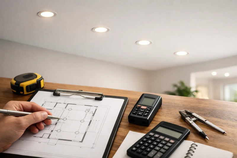Calculating downlight spacing across a ceiling