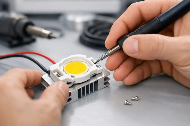 Clip-on COB LED strip connectors being fitted correctly