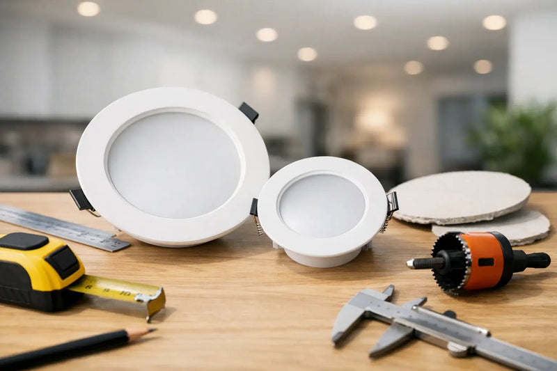 LED downlight cut-out size measurement for a false ceiling