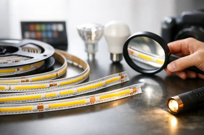 High CRI COB LED strip shown before purchase