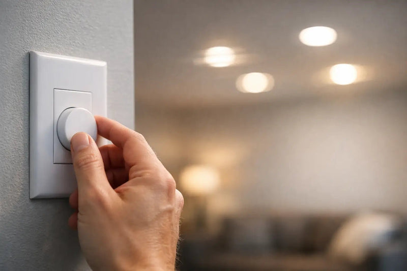 LED light flickering on a dimmer switch, showing leading-edge incompatibility